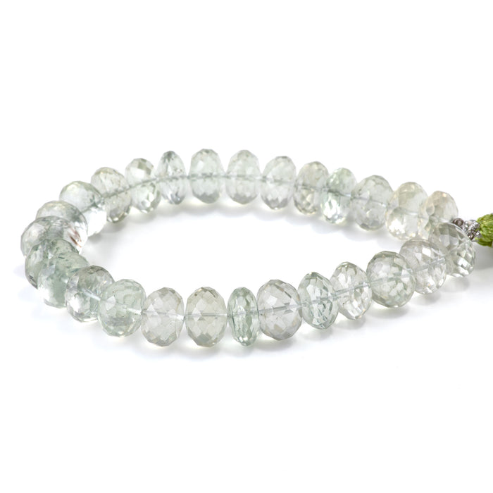 Green Amethyst 5-8x10-12mm Faceted Irregular Rondelle Bead - 8-Inch