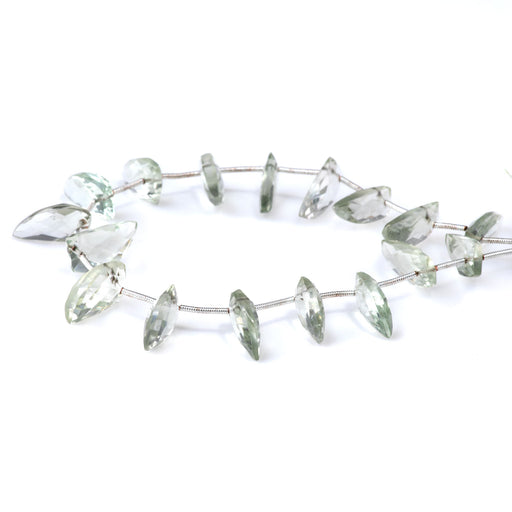 This is a Dakota Stones 8x20mm Green Amethyst Teeth Gemstone strand with faceted beads in 9 inch strand.