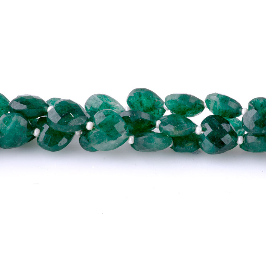 Green Aventurine 10mm Heart Faceted - 8 Inch