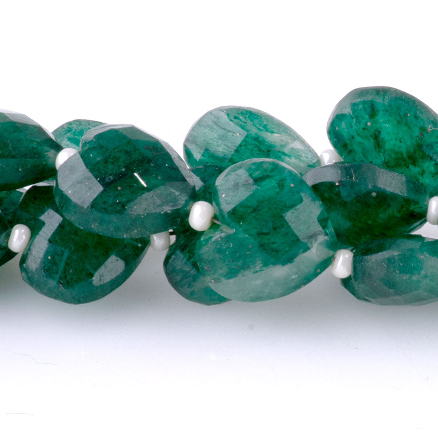 Green Aventurine 10mm Heart Faceted - 8 Inch