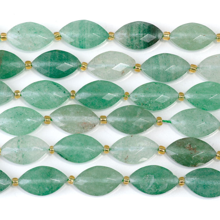 Green Aventurine 10x16mm Faceted Marquise Bead - 15-16 Inch