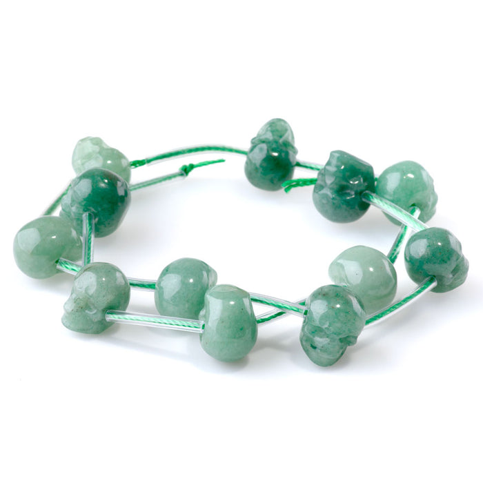 Green Aventurine 11x13mm Side Drill Skull - 15-16 Inch