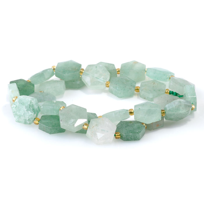 Green Aventurine 12x13mm Faceted Hexagon - 15-16 Inch
