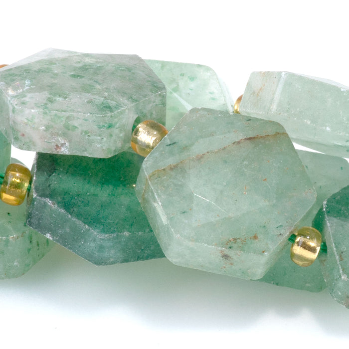 Green Aventurine 12x13mm Faceted Hexagon - 15-16 Inch