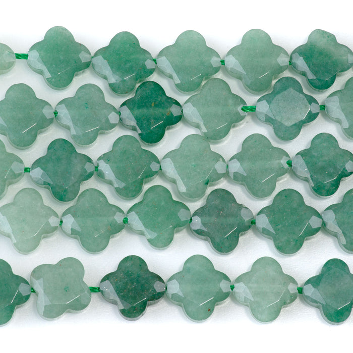 Green Aventurine 13mm Faceted Clover - 15-16 Inch