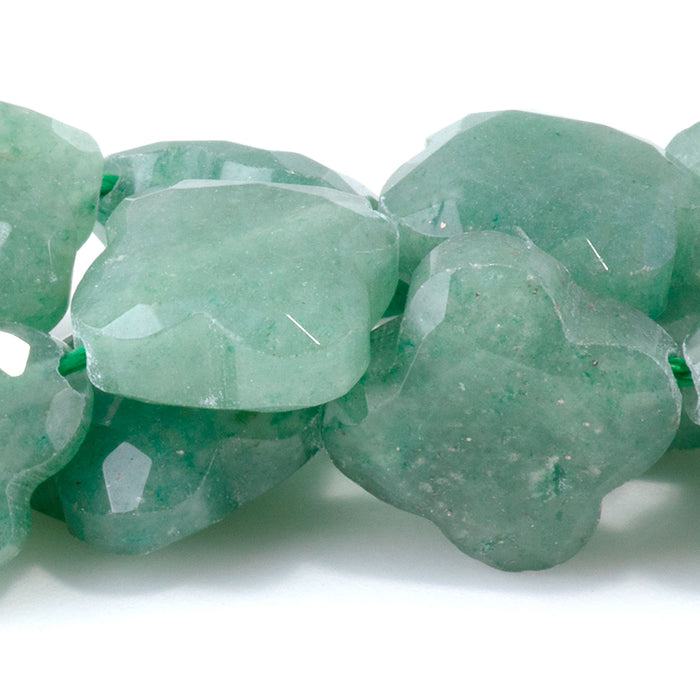 Green Aventurine 13mm Faceted Clover - 15-16 Inch