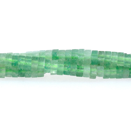This is a Dakota Stones 1x2mm Green Aventurine Gemstone strand with rondelle square beads in 15-16 inch strand.
