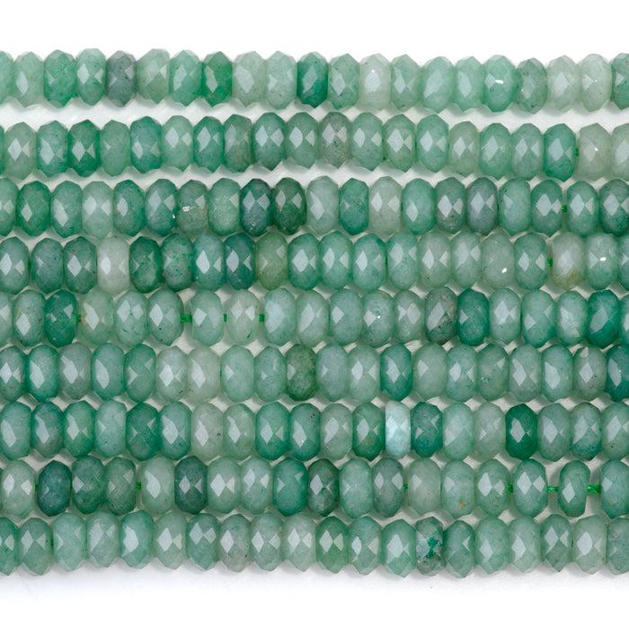 Green Aventurine 3x6mm Faceted Rondelle - 15-16 Inch