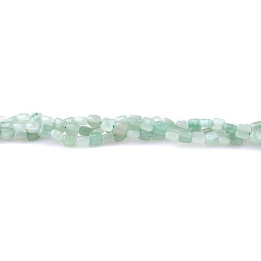 This is a Dakota Stones 6mm Green Aventurine Gemstone strand with faceted square beads in 15-16 inch strand.