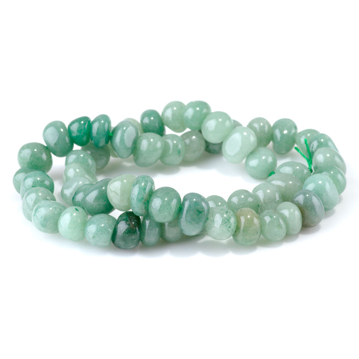 Green Aventurine 8x10-9x13mm Side Drilled Pebble - 15-16 Inch
