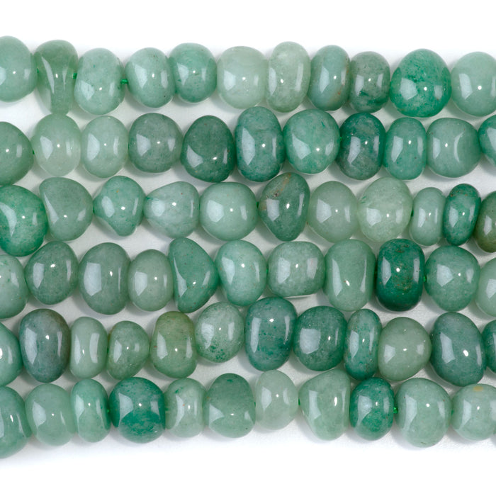 Green Aventurine 8x10-9x13mm Side Drilled Pebble - 15-16 Inch