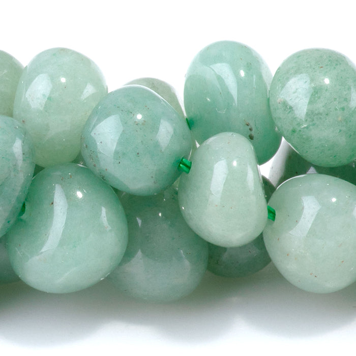 Green Aventurine 8x10-9x13mm Side Drilled Pebble - 15-16 Inch