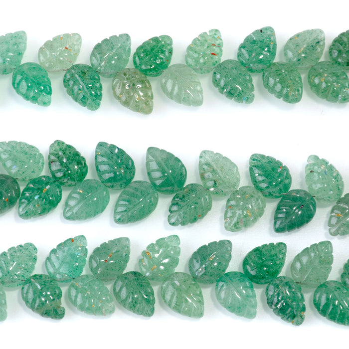 Green Aventurine 8x11mm Leaf - 8 Inch