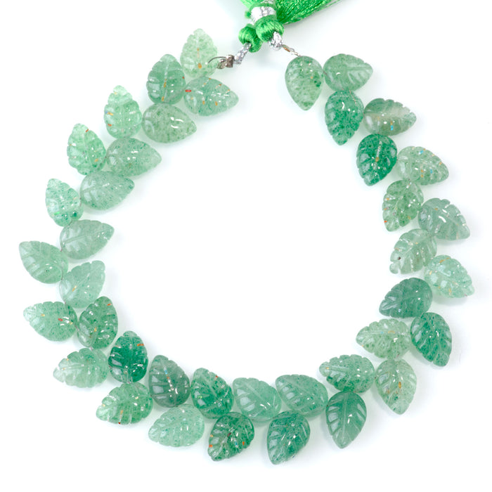 Green Aventurine 8x11mm Leaf - 8 Inch