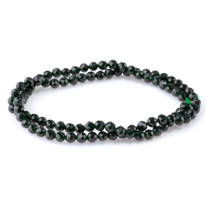 Green Goldstone 4mm Microfaceted Round - 15-16 Inch