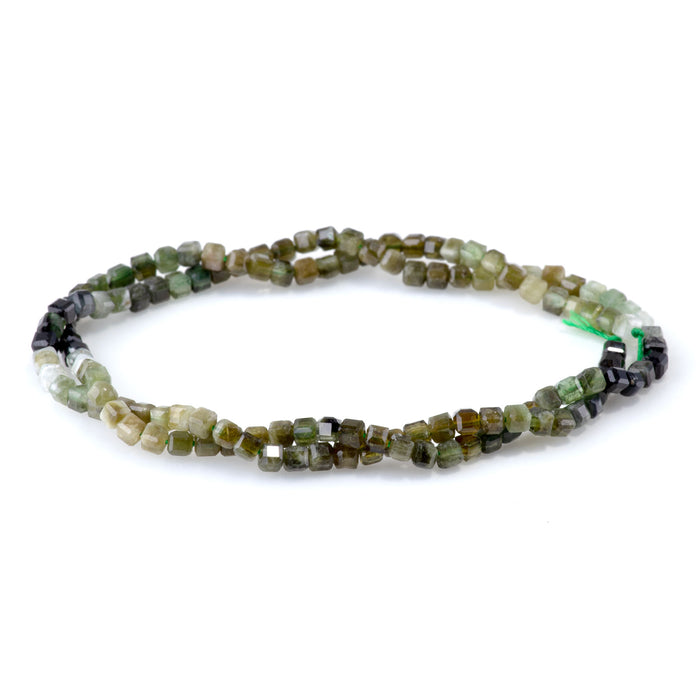 Green Garnet 3mm Banded Table Cut Cube A Grade - 15-16 Inch