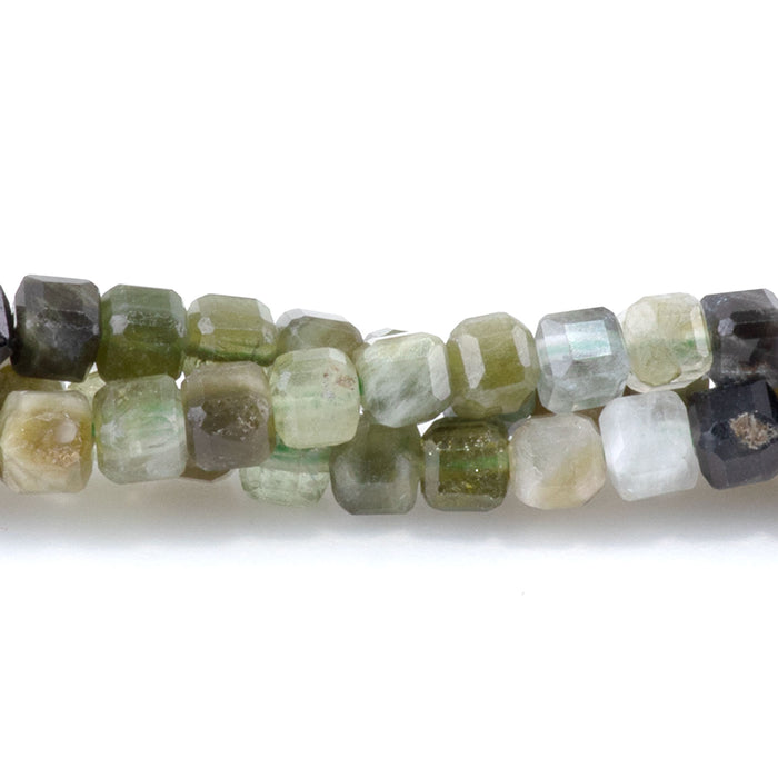 Green Garnet 3mm Banded Table Cut Cube A Grade - 15-16 Inch