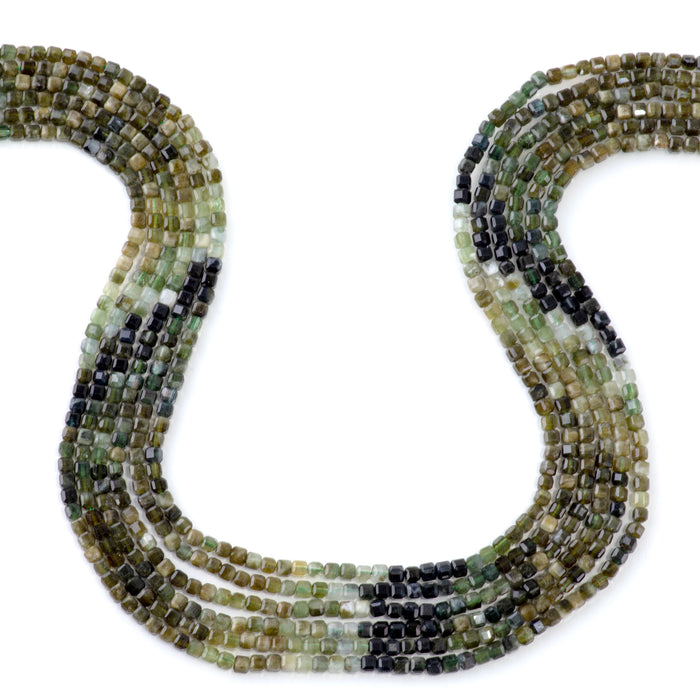 Green Garnet 3mm Banded Table Cut Cube A Grade - 15-16 Inch