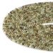 This is a Dakota Stones 3mm Green Garnet Gemstone strand with faceted round beads in 15-16 inch strand.