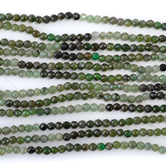 Green Garnet 3mm Banded Faceted Round A Grade - 15 Inch