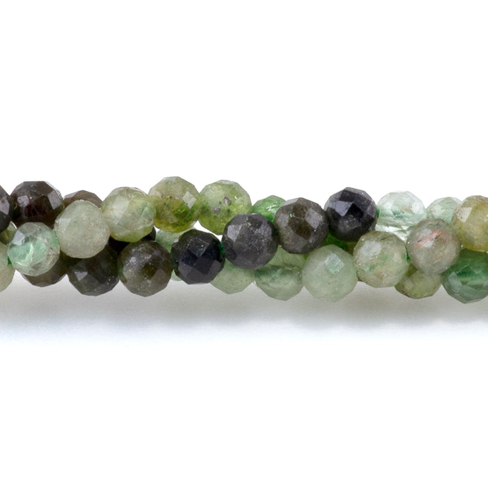 Green Garnet 3mm Banded Faceted Round A Grade - 15 Inch