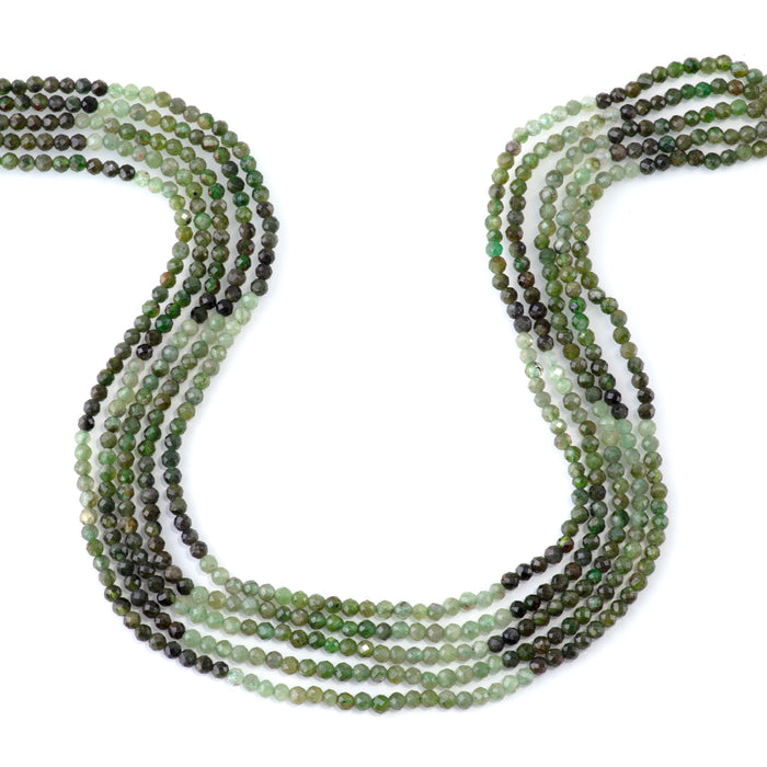 Green Garnet 3mm Banded Faceted Round A Grade - 15 Inch
