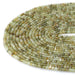 This is a Dakota Stones 3x4mm Green Garnet Gemstone strand with faceted rondelle beads in 15-16 inch strand.