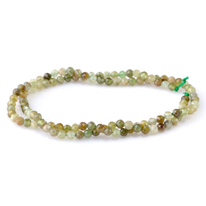 Green Garnet 4mm Microfaceted Round - 15-16 Inch