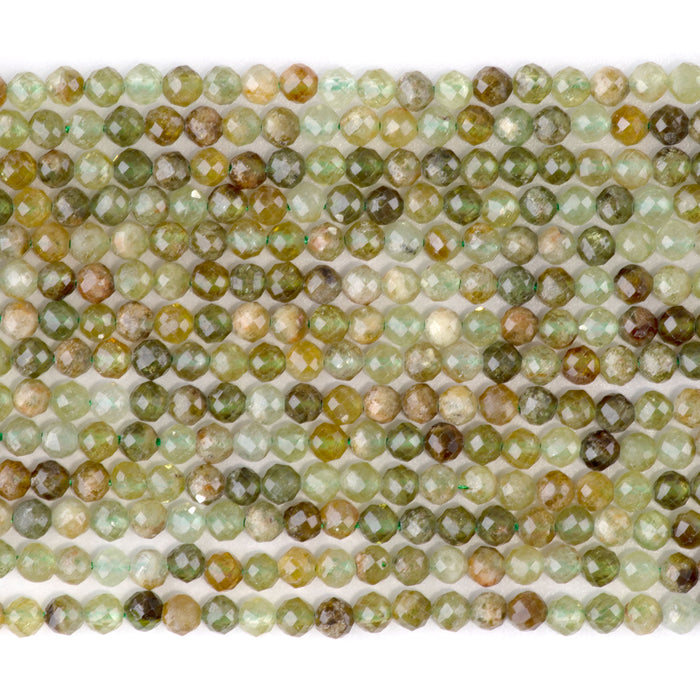 Green Garnet 4mm Microfaceted Round - 15-16 Inch