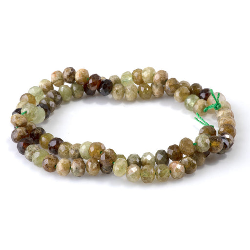 This is a Dakota Stones 4x6mm Green Garnet Gemstone strand with faceted rondelle beads in 15-16 inch strand.