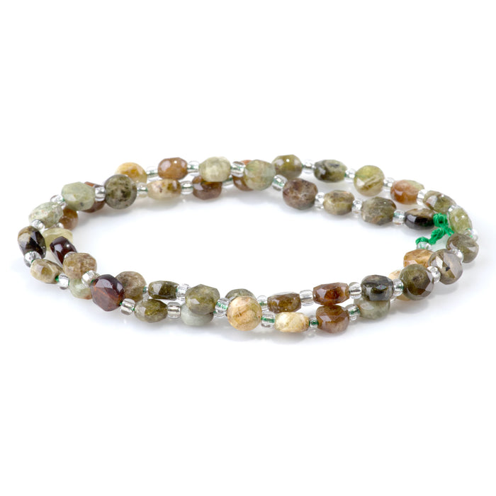 Green Garnet 6mm Star Cut Coin - 15-16 Inch