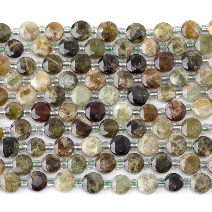 Green Garnet 6mm Star Cut Coin - 15-16 Inch
