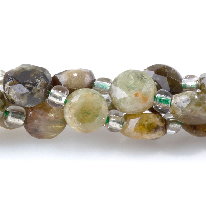 Green Garnet 6mm Star Cut Coin - 15-16 Inch