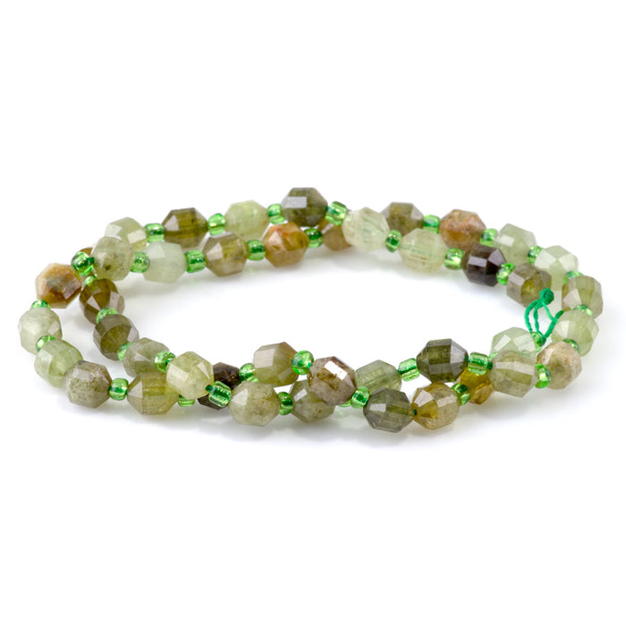 Green Garnet 6mm Energy Prism Faceted - 15-16 Inch