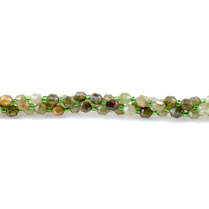 Green Garnet 6mm Energy Prism Faceted - 15-16 Inch