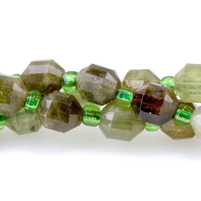 Green Garnet 6mm Energy Prism Faceted - 15-16 Inch