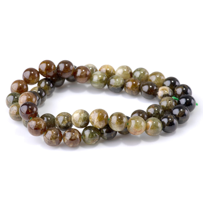 Green Garnet 8mm Round Banded - 15-16 Inch