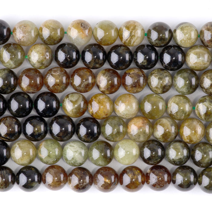 Green Garnet 8mm Round Banded - 15-16 Inch