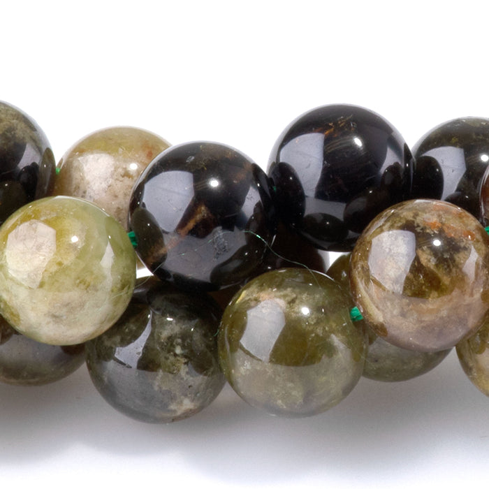 Green Garnet 8mm Round Banded - 15-16 Inch