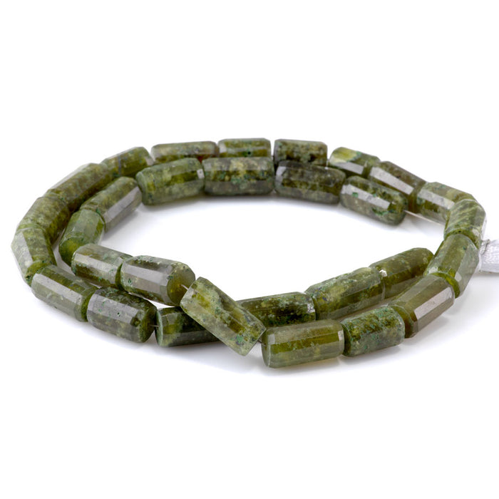 Green Garnet 9x15mm Faceted Tube - 17-18 Inch