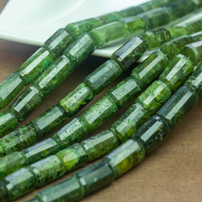 Green Garnet 9x15mm Faceted Tube - 17-18 Inch