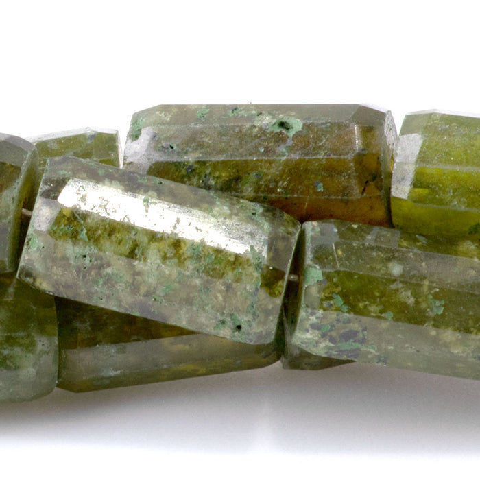 Green Garnet 9x15mm Faceted Tube - 17-18 Inch