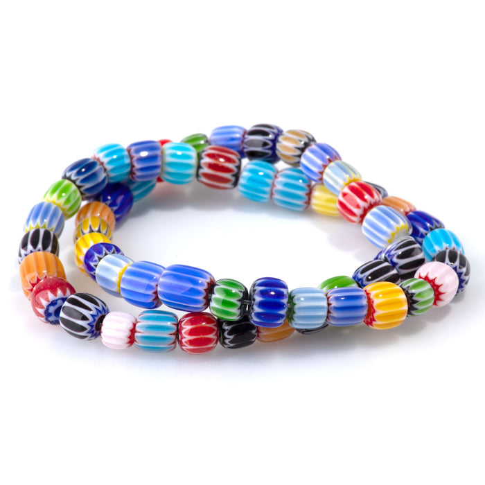 Glass Melon 8mm Multi Color Drum - 14-15 Inch