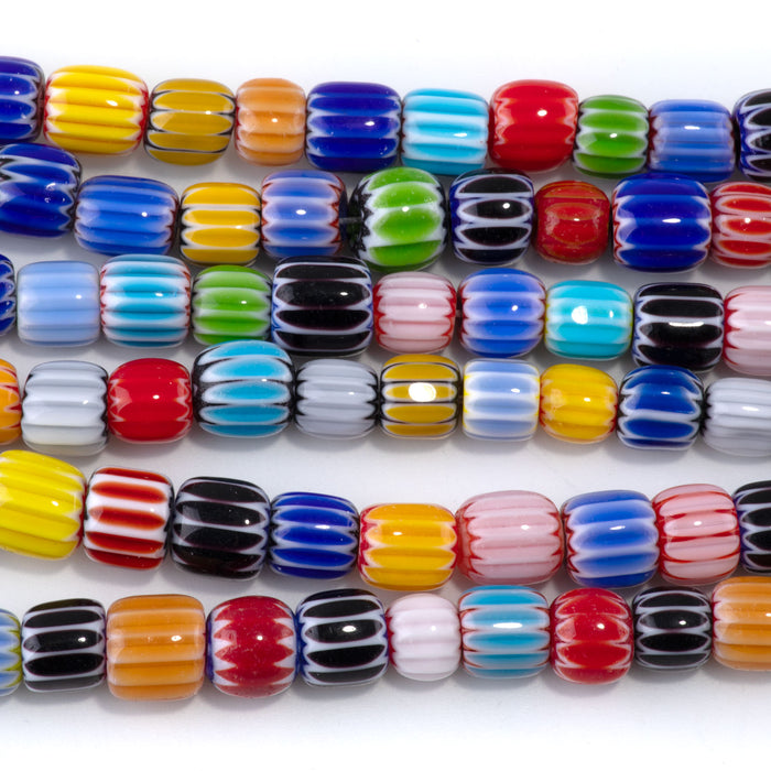 Glass Melon 8mm Multi Color Drum - 14-15 Inch