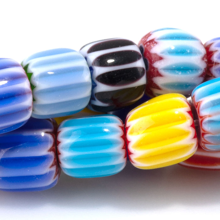 Glass Melon 8mm Multi Color Drum - 14-15 Inch