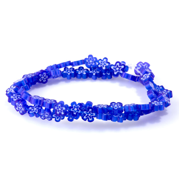 Glass 8mm Blue Flat Flower - 14-15 Inch