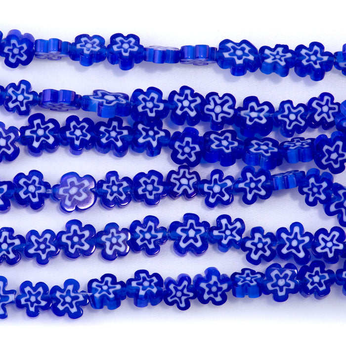 Glass 8mm Blue Flat Flower - 14-15 Inch