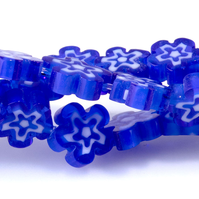 Glass 8mm Blue Flat Flower - 14-15 Inch