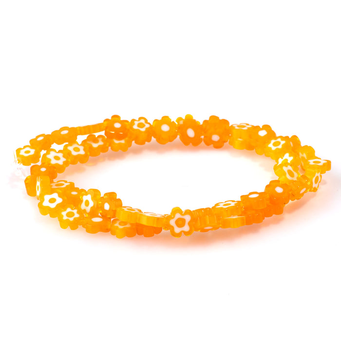 Glass 8mm Yellow Flat Flower - 14-15 Inch