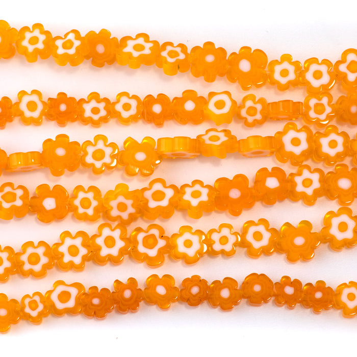 Glass 8mm Yellow Flat Flower - 14-15 Inch